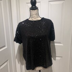 Black Sequin Women's Top
